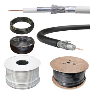 White/Black RG6 Coaxial Cable TV Sky BT Polsat Freesat Freeview Satellite Aerial - Picture 1 of 4