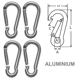 Mousqueton Aluminium Gris Clair 80mm ( Lot de 4 ) - Imagen 1 de 2