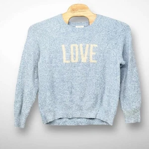 Z Supply Sweater Womens XL Blue Lizzy Love Marled Fuzzy Soft Cozy Crewneck - Picture 1 of 6