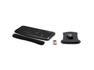 HP Wireless Keyboard and Mouse 300, Waverest Gel Pads, & Bluetooth Speaker - Picture 1 of 5