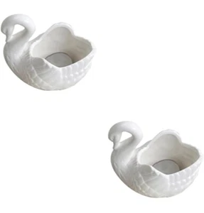 2 Pezzi Ceramica Cigni Ornamento Mini Vaso Fiori Organizzatore Gioielli Conservazione Tealight - Foto 1 di 7