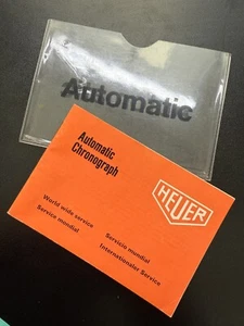 Folleto de servicio de garantía de patrón cronógrafo automático Heuer vintage con funda - Imagen 1 de 12