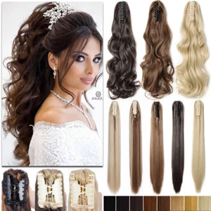 Artiglio vero 100% spesso clip su coda di cavallo lungo 18-26" morbido come capelli umani pezzo KB5 - Foto 1 di 25