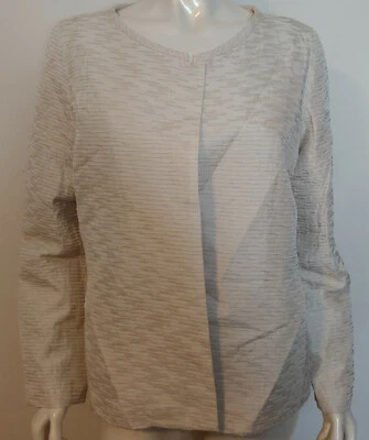 Chaqueta Eileen Fisher Bone Horizontal Plisada Seda Mandarina Nueva con Etiquetas M  Foto 1 de 4