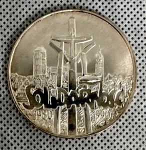 Poland 1990 L Silver 100000 Zlotych Solidarnosc Solidarity Liberty Mint UNC  - Picture 1 of 6
