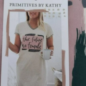 Night Shirt Small The Future is Female Cotton V-neckline Color Cream & Gray PBK - Picture 1 of 6