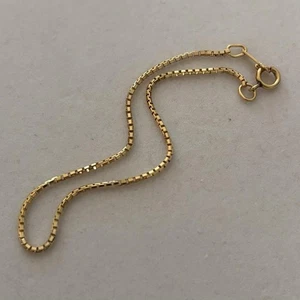 Vintage JWD 14k Solid Gold Yellow Gold Box Chain 7.5” Classic Bracelet - Picture 1 of 9