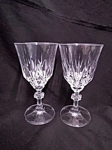 Vintage 2er Set große Wein Wasserkelche aus Kristallglas mit geschliffenem Glas 18 cm hoch - Bild 1 von 4