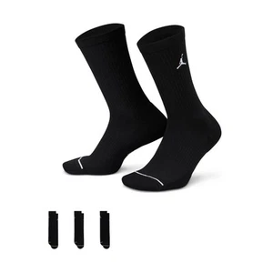 ADULT UNISEX JORDAN EVERYDAY CREW SOCKS 3 PAIRS_BLACK/WHITE DX9632-010-SIZE L - Picture 1 of 2