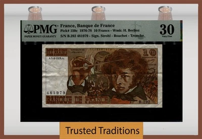 TT PK 150c 1976-78 FRANCE BANQUE de FRANCE 10 FRANCS PMG 30 VERY FINE - Image 1 of 2