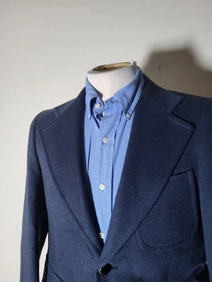 Винтажный 1970-х 36с чистый кашемир широкий лацкан темно-синий куртка Blazer спортивное пальто - Изображение 1 из 4