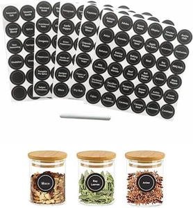 180 Spice Jar Labels - Chalkboard Stickers, Preprinted and Blank - 1.5 in - Picture 1 of 8