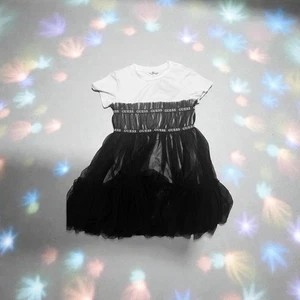 Girls  Guess Jersey And Tulle Dress in Black Size 7 - Picture 1 of 10