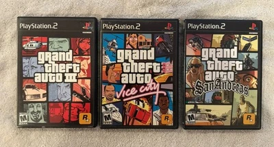 Paquete Grand Theft Auto Trilogy III San Andreas Vice City PS2 probado en caja original Foto 1 de 4