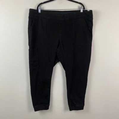 Pantalones Jogger Denim & Co. Petite Cómodos Tejidos Denim Carga Talla 1XP Negros Pull On Foto 1 de 4