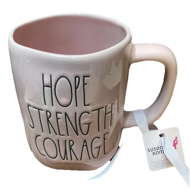 Taza de café Rae Dunn Artisan Collection blanca/rosa cáncer 20 oz nueva con etiquetas Foto 1 de 4