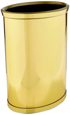 "Cesta de basura ovalada de 14"" de diseño Mylar de latón pulido Kraftware para el hogar... Foto 1 de 3