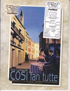 Mozart's Cosi Fan Tutte - Portland Opera Program & Ticket 2002 (Oregon) - Picture 1 of 2