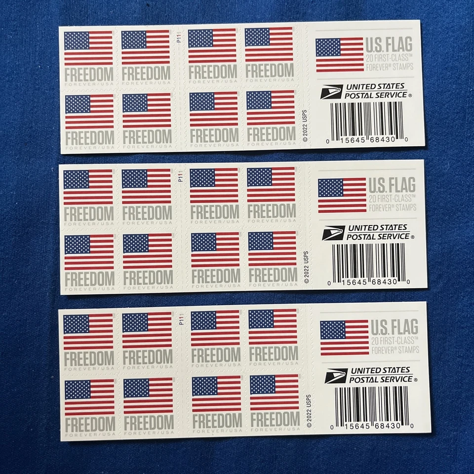 2022 U.S. FREEDOM FLAG Forever Stamps • Booklet of 20 • Lot of (3) Booklets - Image 1 of 4