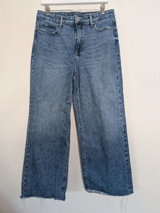 Jeans Old Navy para mujer 12 tiro extra alto azul bolsillo liso dobladillo desgastado - Imagen 1 de 6
