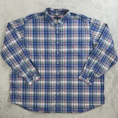 Ralph Lauren Shirt Mens 3XB Plaid 100% Cotton Stretch Button Down Pink Pony Polo - Image 1 of 4
