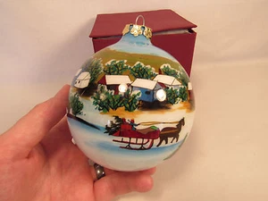 Hand Blown Glass Hand Painted Christmas Ornament  - Picture 1 of 6