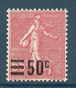 TIMBRE N° 224 NEUF ** GOMME D'ORIGINE SANS CHARNIERE - SEMEUSE SURCHARGEE - TTB - Photo 1/1