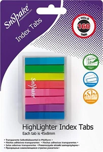 Snopake Highlighter Index Tabs Transparent 45 x 8 mm - 160 Tabs - Neon Assorted - Picture 1 of 5