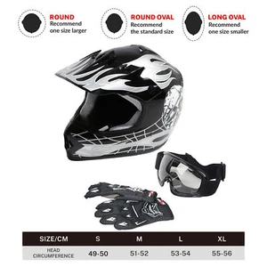 DOT Youth Kids Helmet Dirt Bike ATV Motocross Motorcycle S-XL Goggles Gloves - Picture 1 of 18