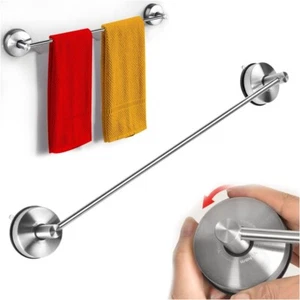 Stainless Steel Vacuum Suction Cup Single Towel Rail Bar 22-Inch Towel Rack Hold - Picture 1 of 7