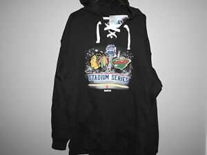 NHL Chicago and Minnesota Wild Lace-Up Sweatshirt Hockey Jersey New Mens MEDIUM