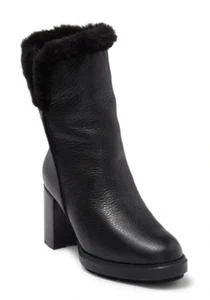 New! AQUATALIA Ilisha Fur Lined Leather Boot Black US 9 DD316 - Picture 1 of 7