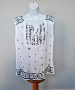 Mantaray Patterned Sleeveless Cotton Top Size 16 FREE POST - Picture 1 of 7