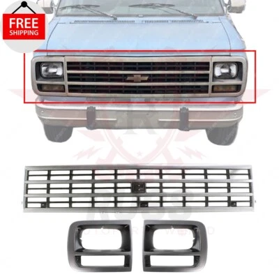 For 1992-1996 CHEVROLET G30 GMC G3500 Front Grille And LH+RH Headlamp Door 3PCS Foto 1 de 4