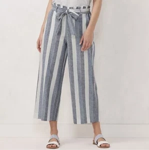 Lauren Conrad Womens Cropped Wide Leg Pants Size Small Linen Blend Sash Belt EUC - Picture 1 of 10