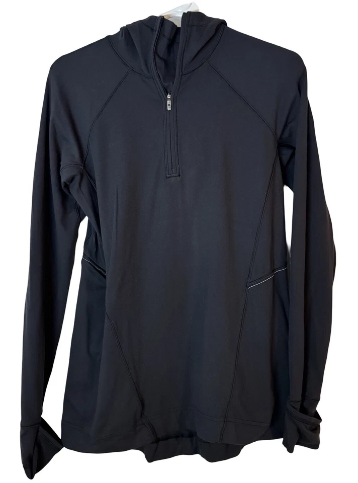 Lululemon Warm Stabilizer 1/2 Zip Hoodie Women's Sz 4 (LW3CLJS) Black Thumbholes - Image 1 of 4