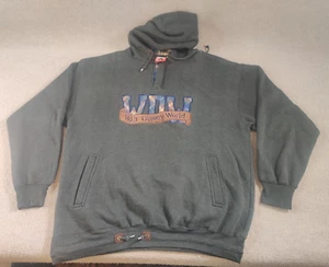 Disney Mickey Inc 1/4 Zip Pullover Hoodie Sweatshirt Mens XL Plaid Spell Out WDW - Picture 1 of 13