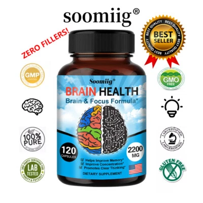SOOMIIG Brain Booster, Focus, Memoria, Funzione, Chiarezza - 30/60/120 Capsule