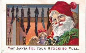 Calze nere Babbo Natale luminose natalizie in rilievo 68 D 1910 - Foto 1 di 2
