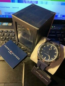 Tommy Hilfiger Herrenuhr Navy Silikonarmband 44 mm - Bild 1 von 4