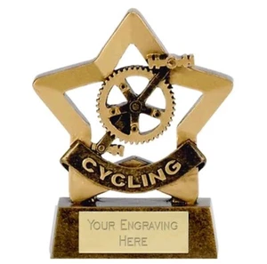 Cycling Mini Star Trophy Bike Race/Time Trial/Peloton Award - Free Engraving - Picture 1 of 1