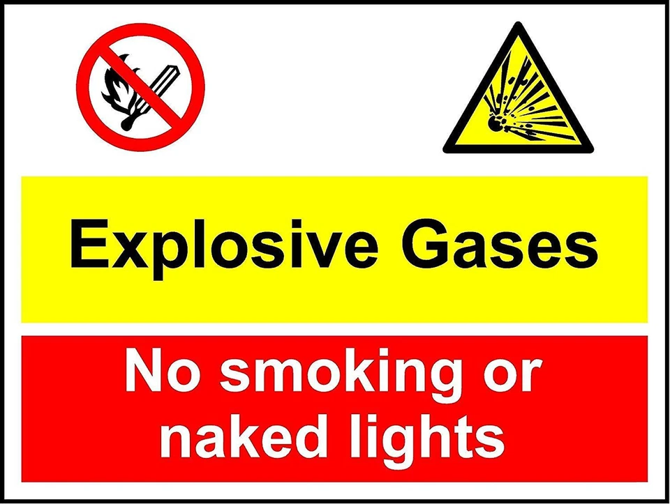 KPCM DISPLAY LTD Explosive gases no smoking no naked lights flammable liquids safety sign