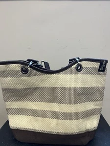Thirty one brown and cream striped weaved beach tote shoulder bag, never used - Picture 1 of 9