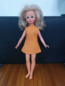 RARE VINTAGE CORINNE BLONDE ORANGE DRESS ITALOCREMONA DOLL ITALY - Picture 1 of 8