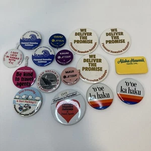 Menge 16 Vintage Hawaii Reise Pins HI Honolulu Kaanapali Beach o o ka haku - Bild 1 von 5