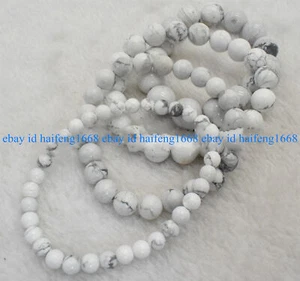 6/8/10/12mm Natürlich Weiß Türkis Runde Edelstein Perlen Dehnbar Armband 7.5" - Bild 1 von 12