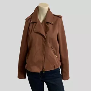 Pink Brown Faux Leather Vegan jacket with gold hardware, Size 14 - Picture 1 of 6