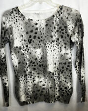 Womens Vila Milano Animal Print Long Sleeve Sweater Gray Pullover Sz 36 B Med