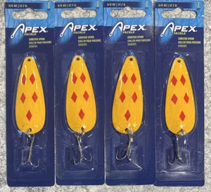4 Packs Apex Gamefish Spoon 5/8 OZ Yellow Orange Diamond Musky Pike Walleye Bass - Imagen 1 de 1