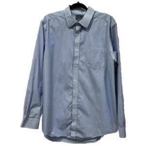 George Bundle Of 2 Button Up Shirts Mens Xl Long Sleeve Blue/white Strip & Plaid - Picture 1 of 13